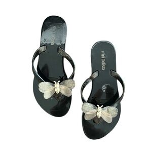 Mini Melissa Sandals Girl's 1 Harmonic Bugs Jelly Black Gold Fly